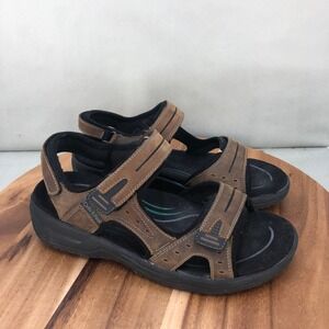Men's Brown Leather Hook-and-Loop Sport Sandals - Comfortable Outdoor Wear